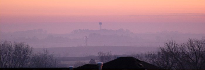 a foggy sunrise in Lincoln